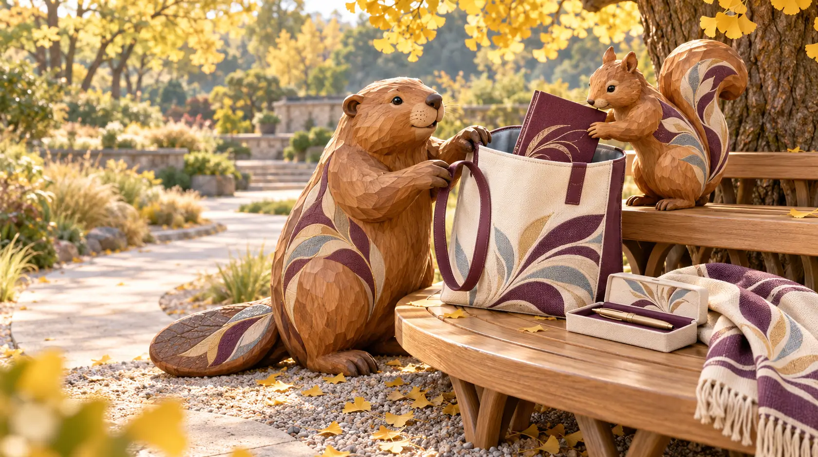 Illustrative campus collection with coordinated apparel and keepsakes.