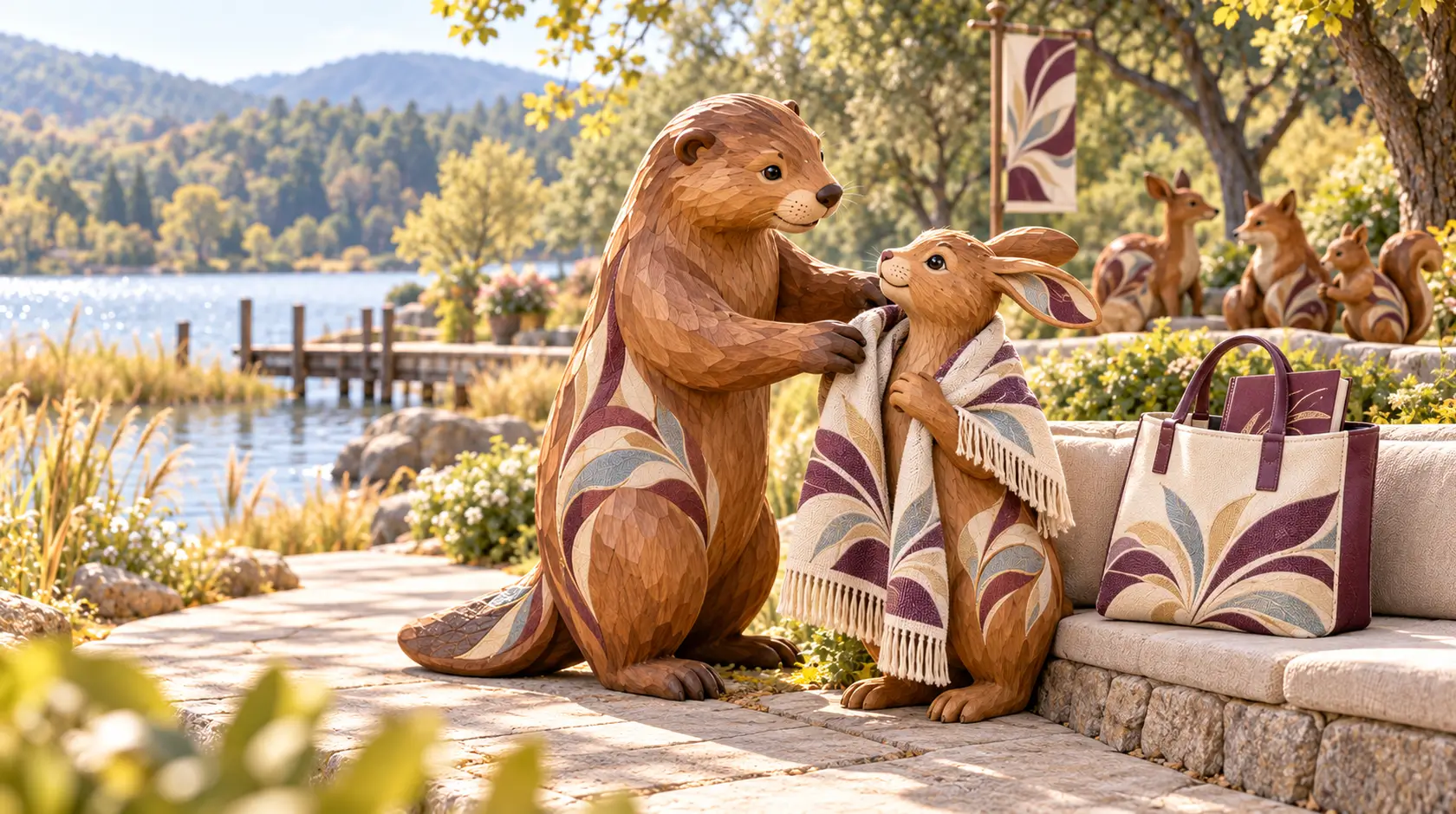 Illustrative campus welcome moment with apparel and community keepsakes.